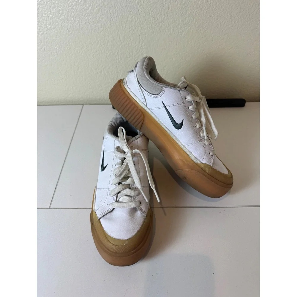 Nike Court Legacy Lift Platform Sneakers Women 7 White Gum‎ Sole Minimalist